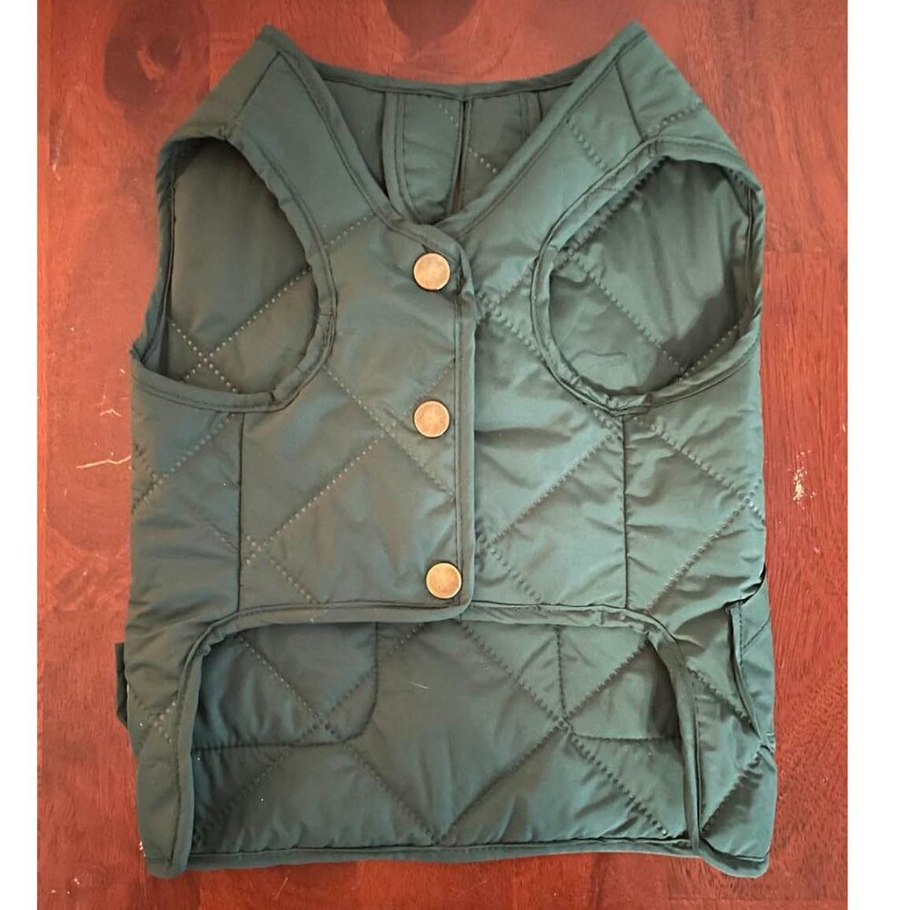 Dog Coat: Green Quilted Vest, Medium